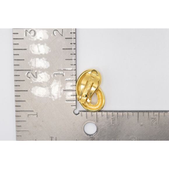 Givenchy Knot Clip Earrings Pretzel Gold Tone Runway Signed Vintage 1980s BinAB - Picture 11 of 11